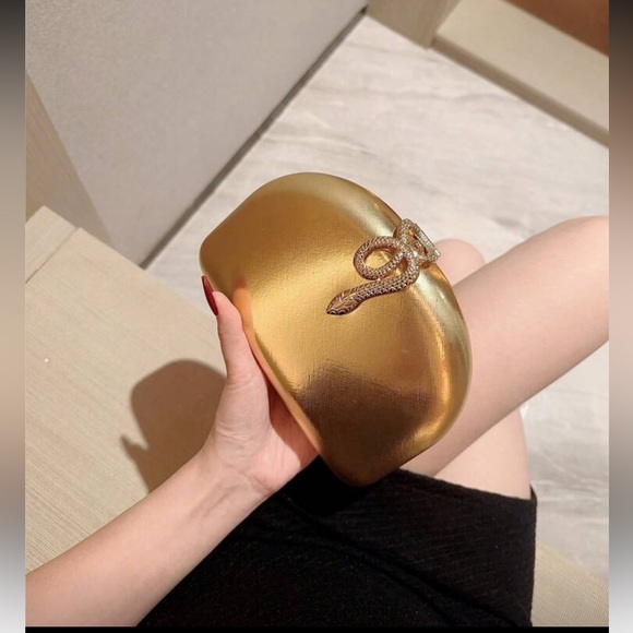 Gold Clutch with Snake Accent